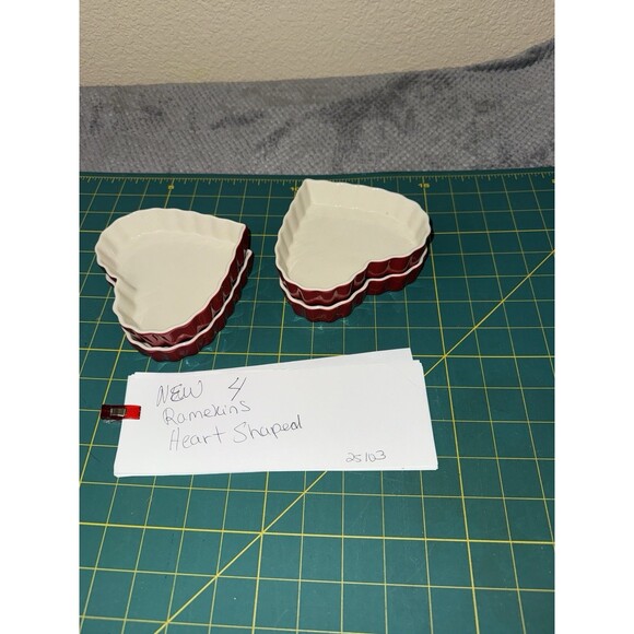 Rose Levy Beranbaum Sweetheart Bakeware Heart Shaped Dish Ceramic Set of 4 Crème - Picture 13 of 14